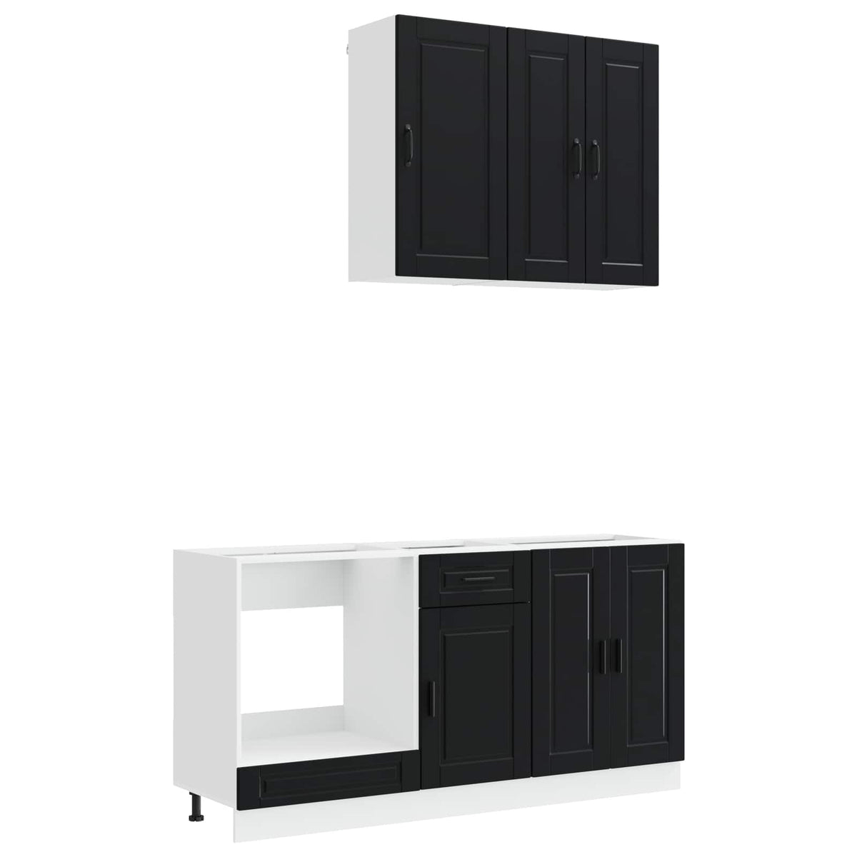 Kitchen Unit PORTO 5 pcs Black Engineered Wood