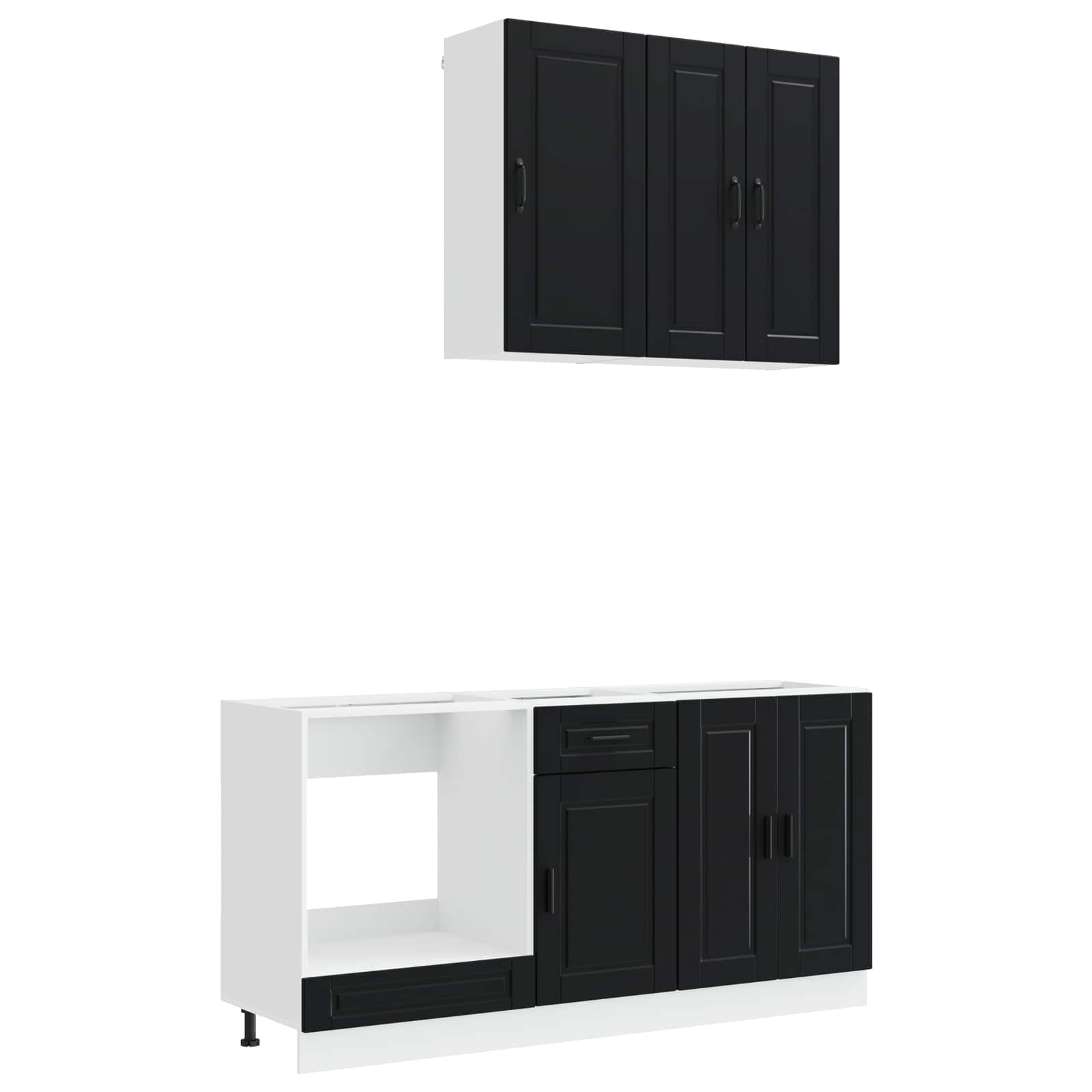 Kitchen Unit PORTO 5 pcs Black Engineered Wood