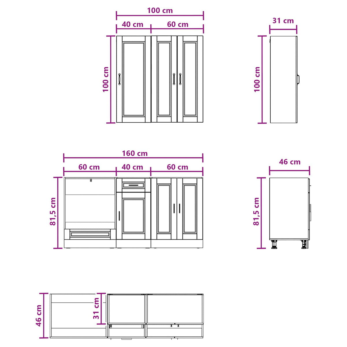 Kitchen Unit PORTO 5 pcs White Engineered Wood