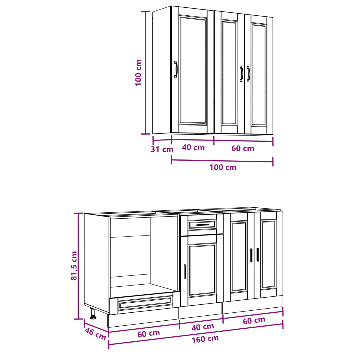 Kitchen Unit PORTO 5 pcs White Engineered Wood