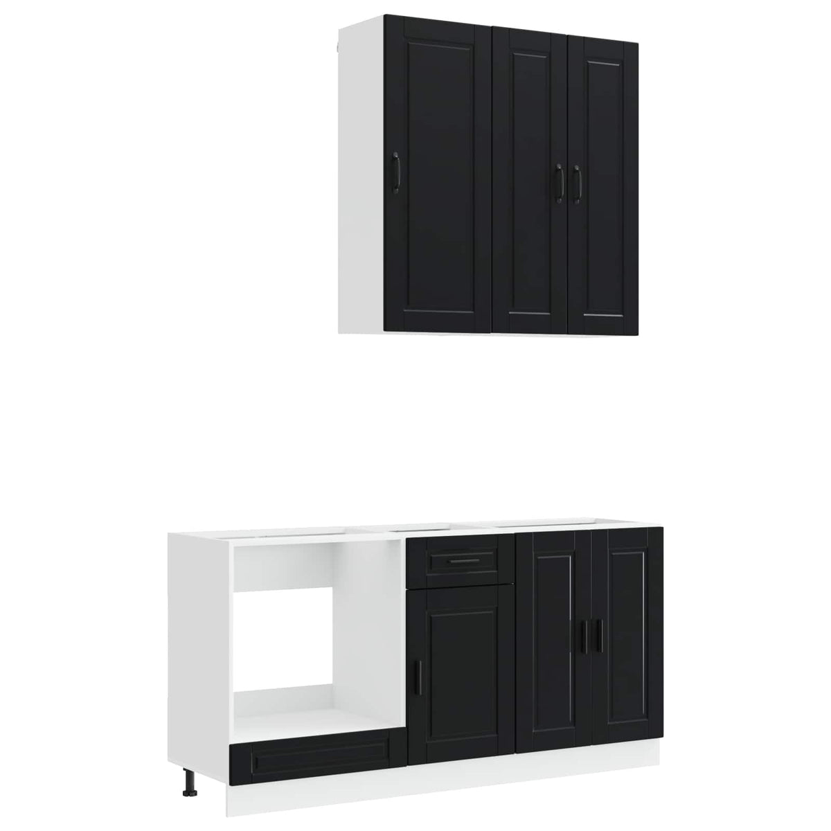 Kitchen Unit PORTO 5 pcs Black Engineered Wood