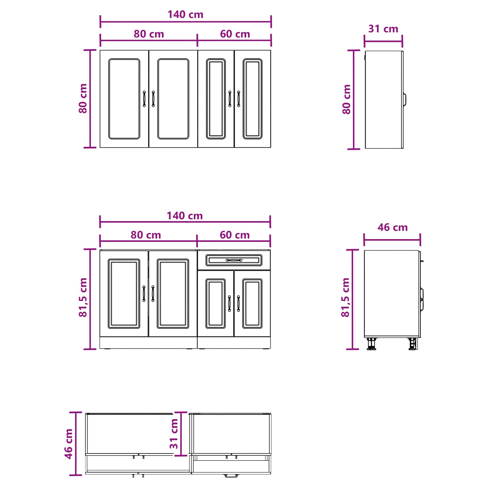 Kitchen Unit KALMAR 4 pcs White Engineered Wood