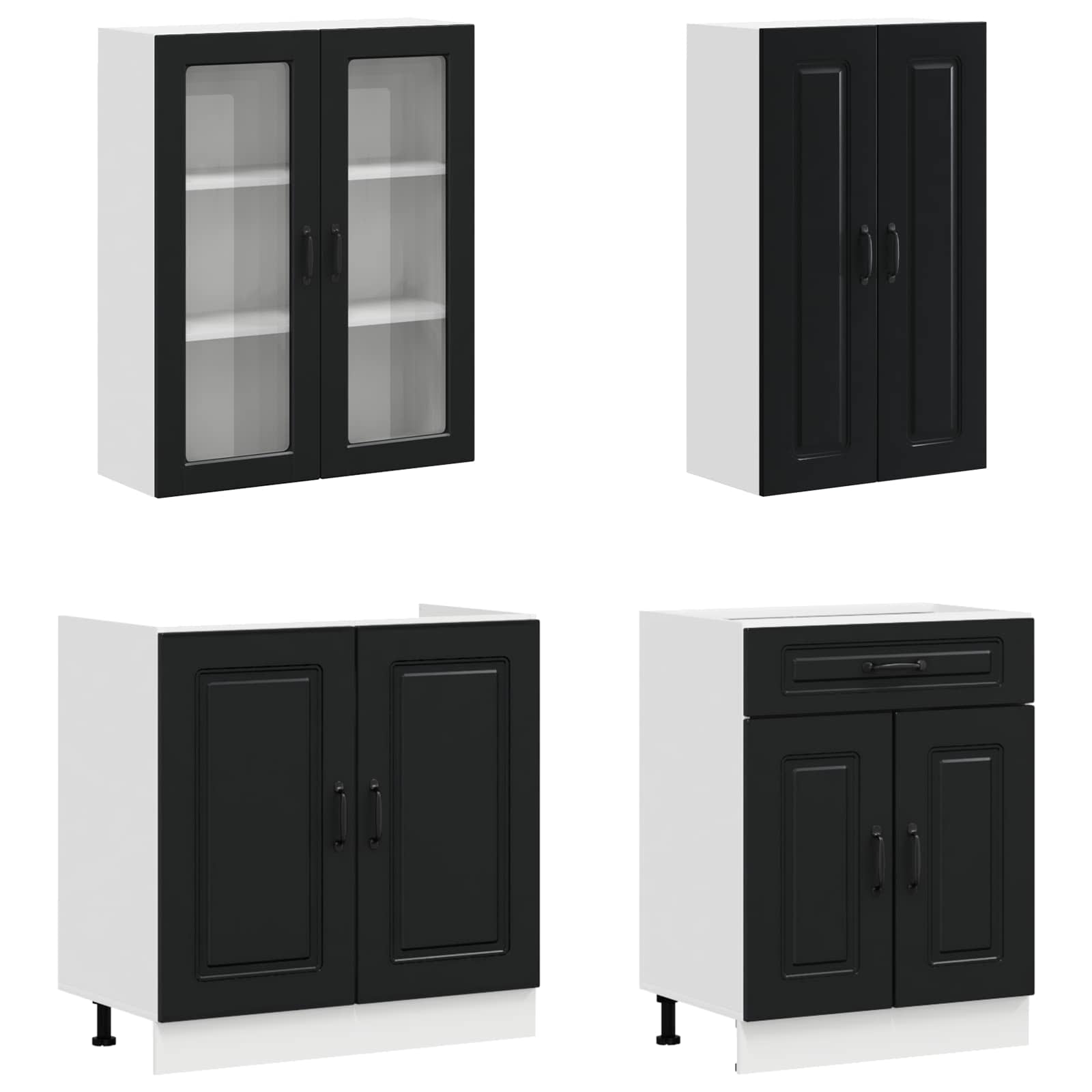 Kitchen Unit KALMAR 4 pcs Black Engineered Wood