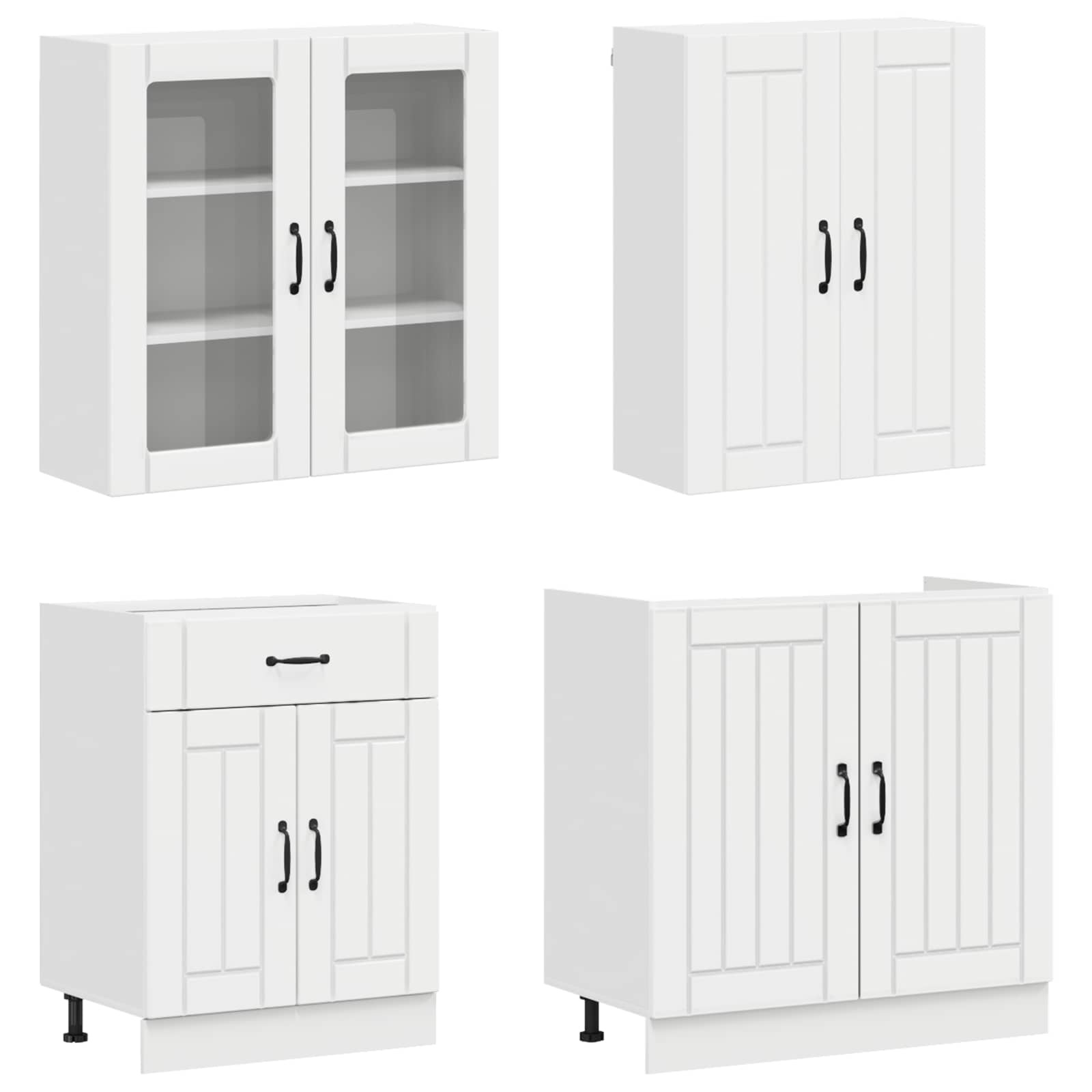 Kitchen Unit LUCCA 4 pcs High Gloss White Engineered Wood