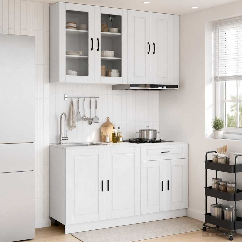Kitchen Unit PORTO 4 pcs High Gloss White Engineered Wood