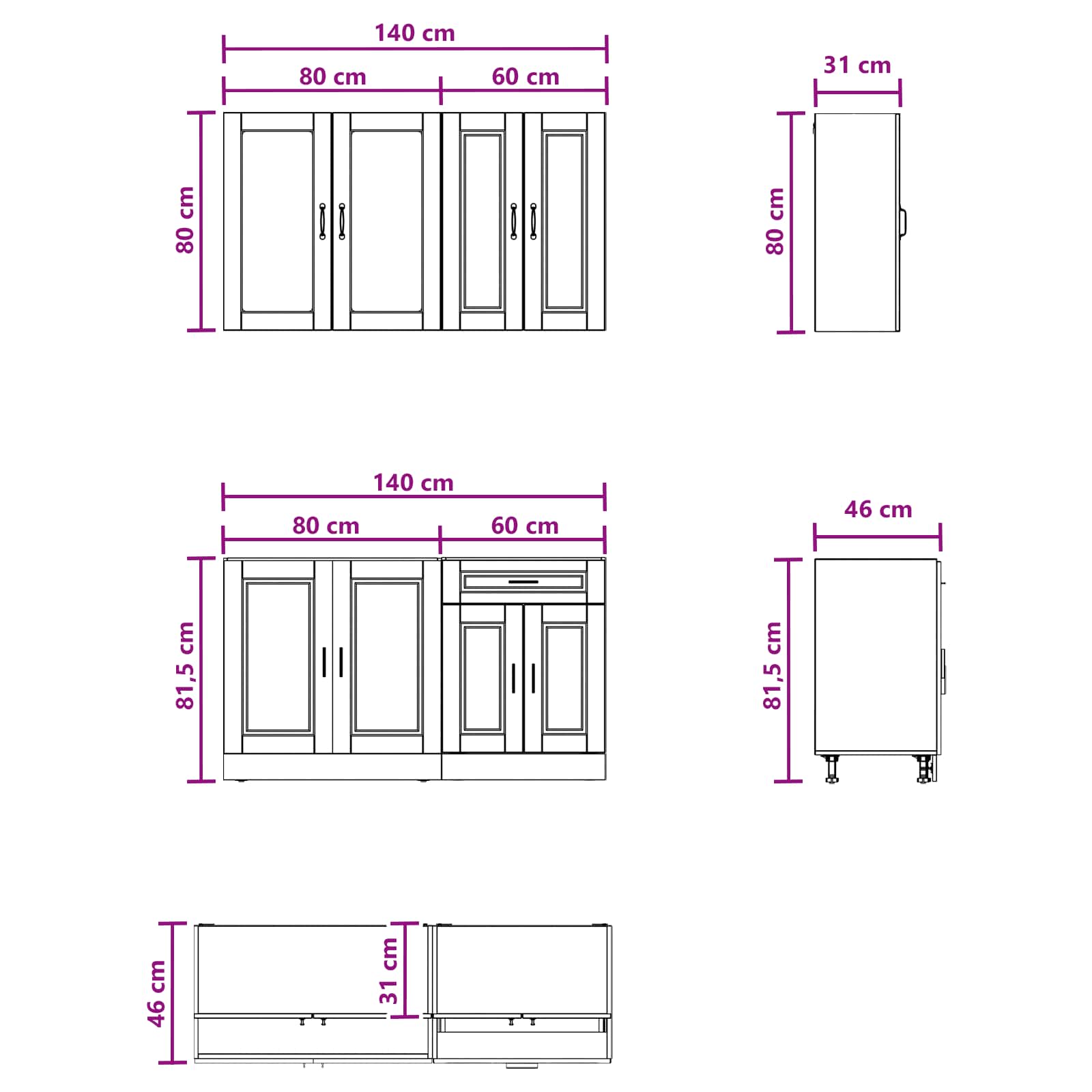 Kitchen Unit PORTO 4 pcs High Gloss White Engineered Wood