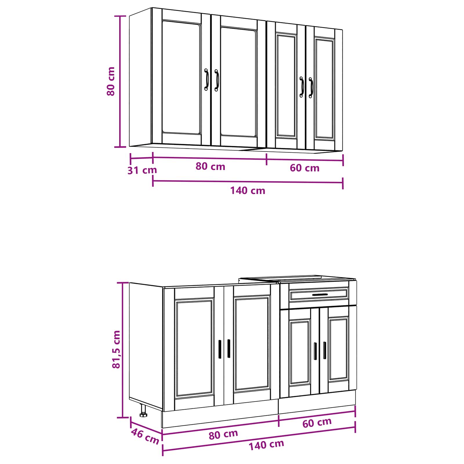 Kitchen Unit PORTO 4 pcs High Gloss White Engineered Wood