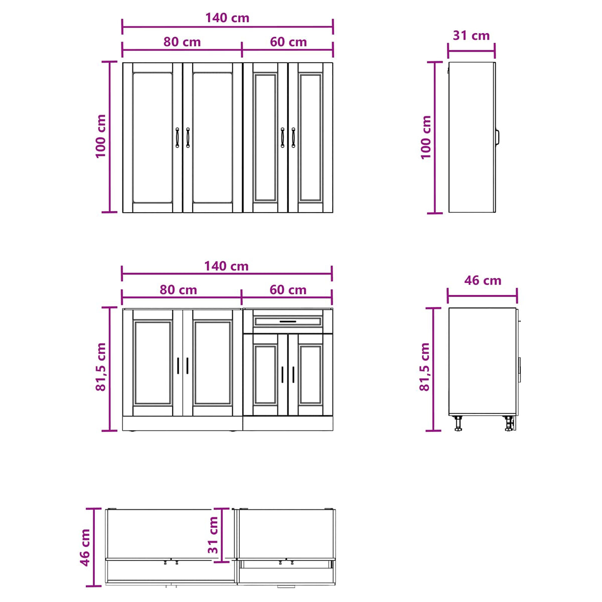 Kitchen Unit PORTO 4 pcs White Engineered Wood