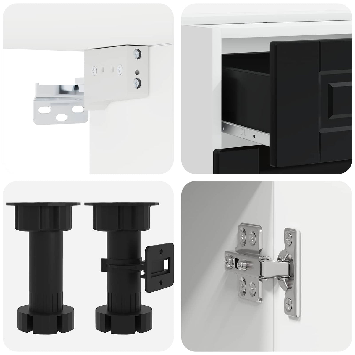 Kitchen Unit PORTO 4 pcs Black Engineered Wood