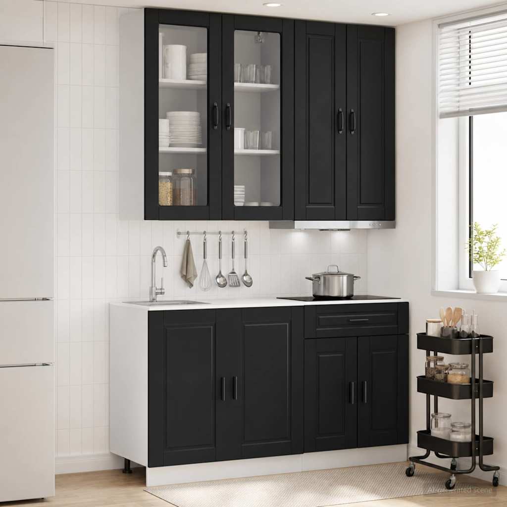 Kitchen Unit PORTO 4 pcs Black Engineered Wood