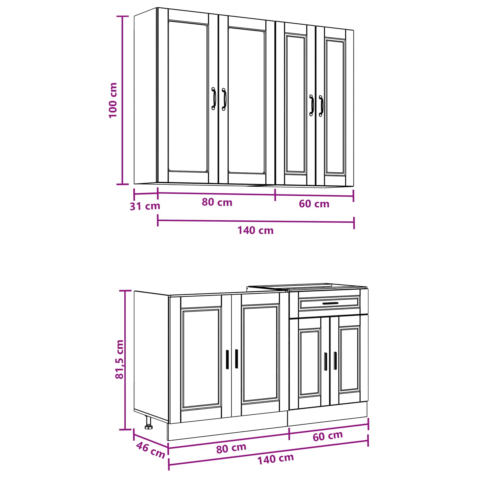 Kitchen Unit PORTO 4 pcs High Gloss White Engineered Wood