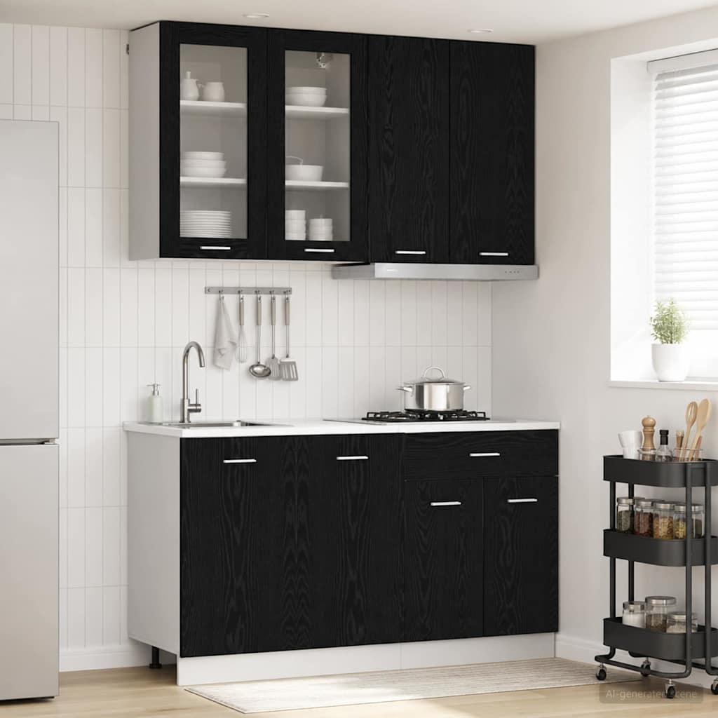 Kitchen Unit LYON 4 pcs Black Oak Engineered Wood