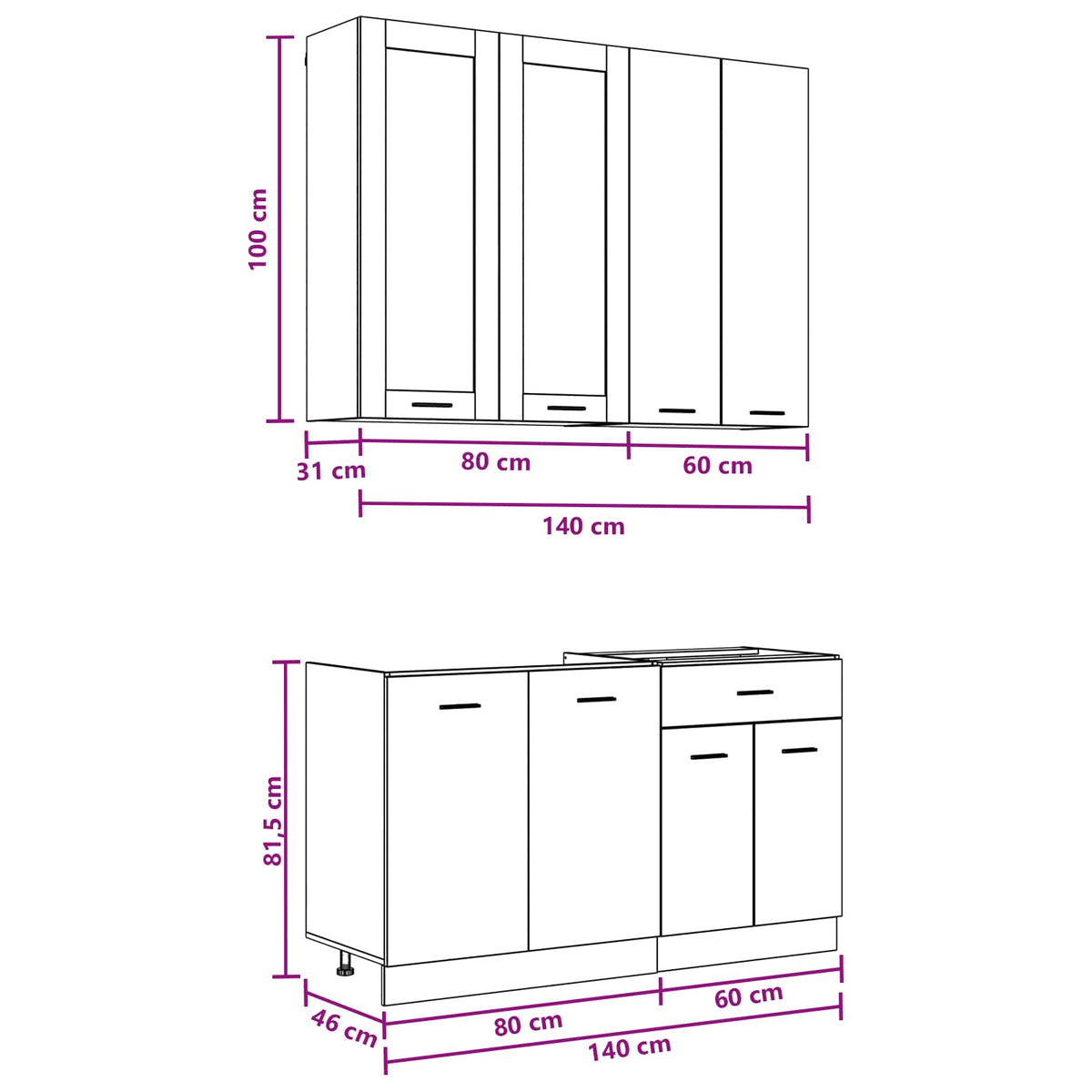 Kitchen Unit LYON 4 pcs White Engineered Wood