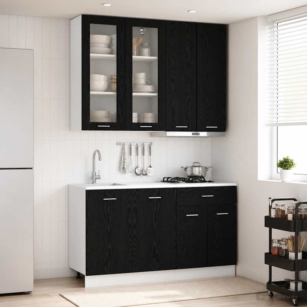 Kitchen Unit LYON 4 pcs Black Oak Engineered Wood
