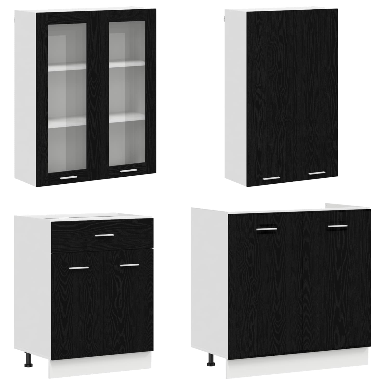 Kitchen Unit LYON 4 pcs Black Oak Engineered Wood