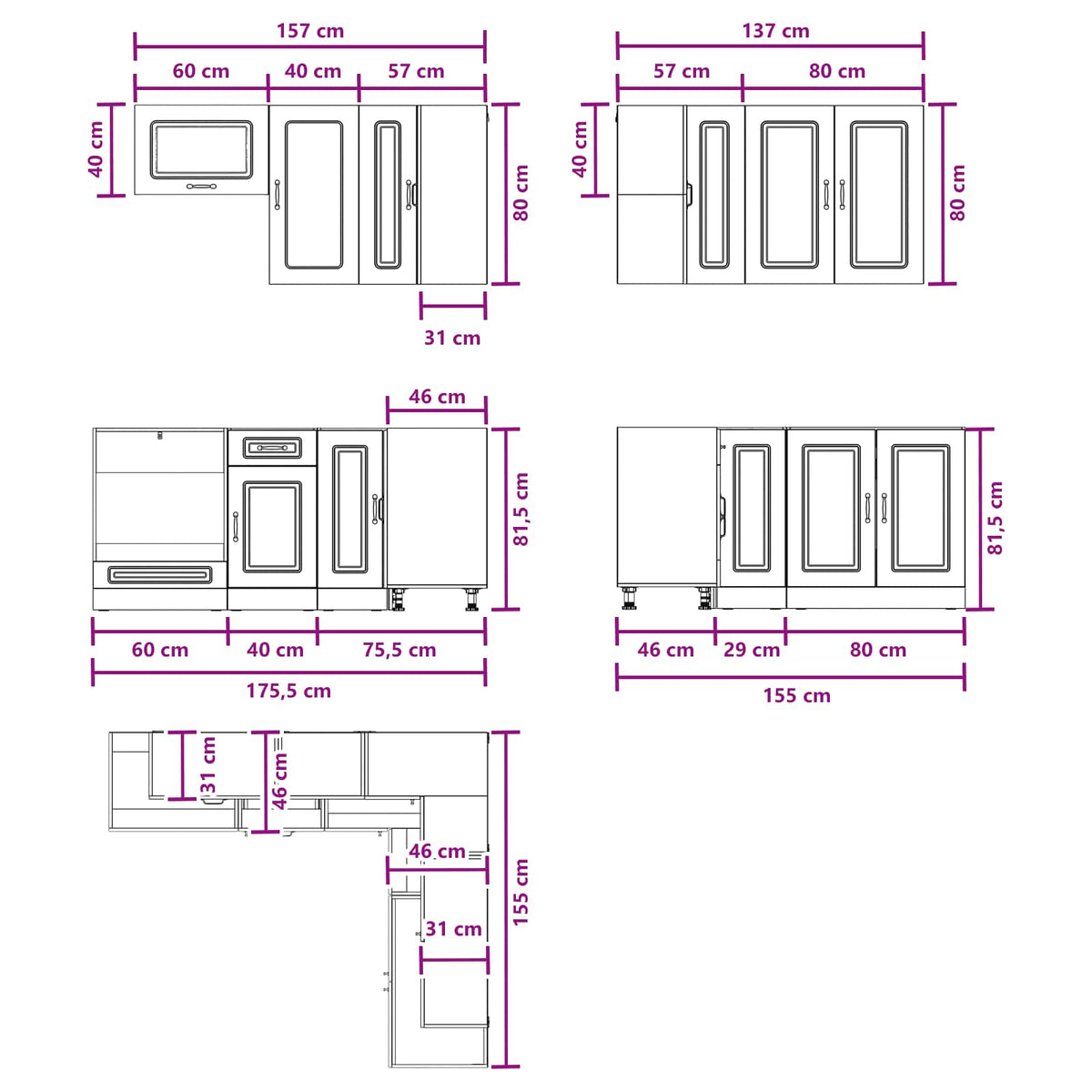 Kitchen Unit KALMAR 8 pcs White Engineered Wood