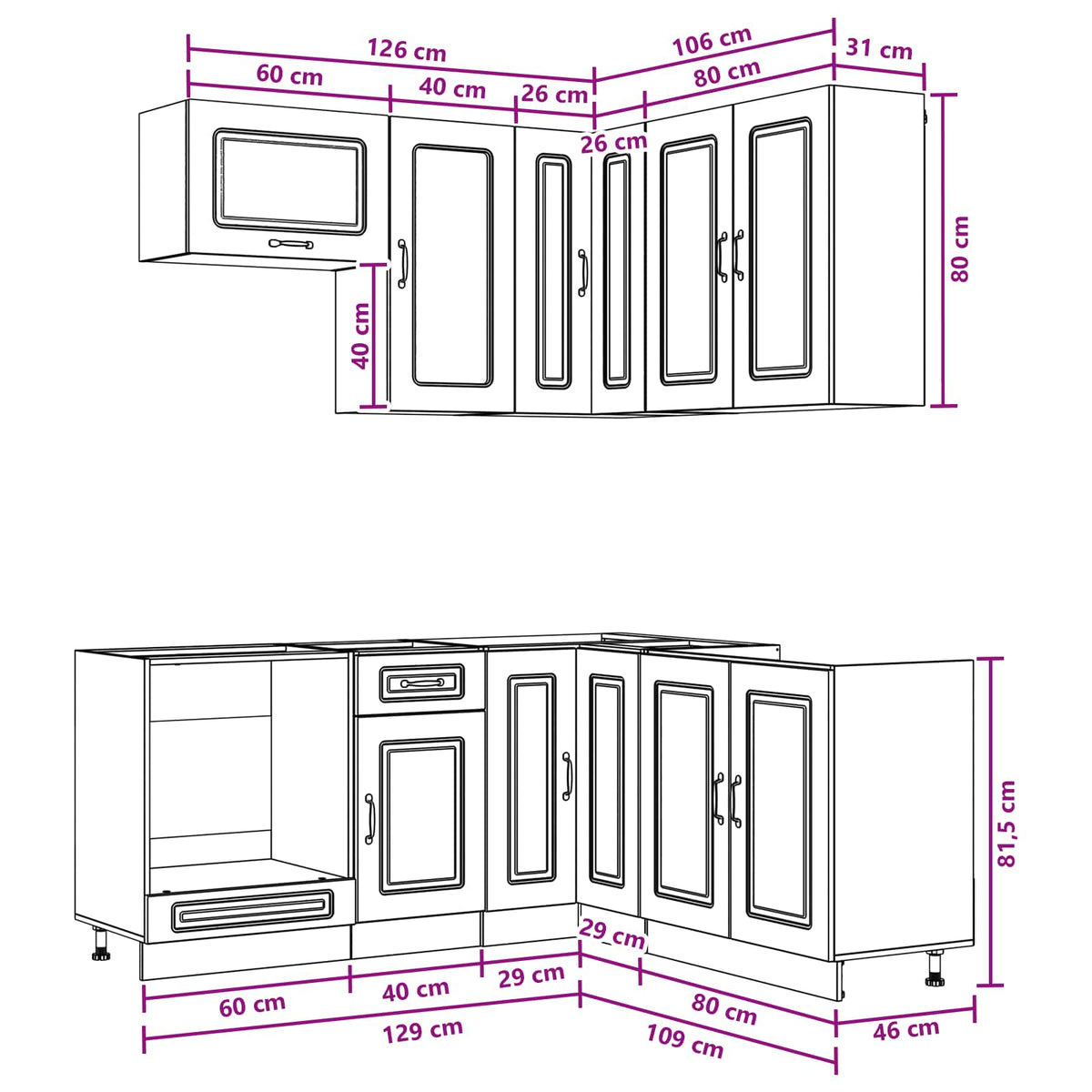 Kitchen Unit KALMAR 8 pcs White Engineered Wood