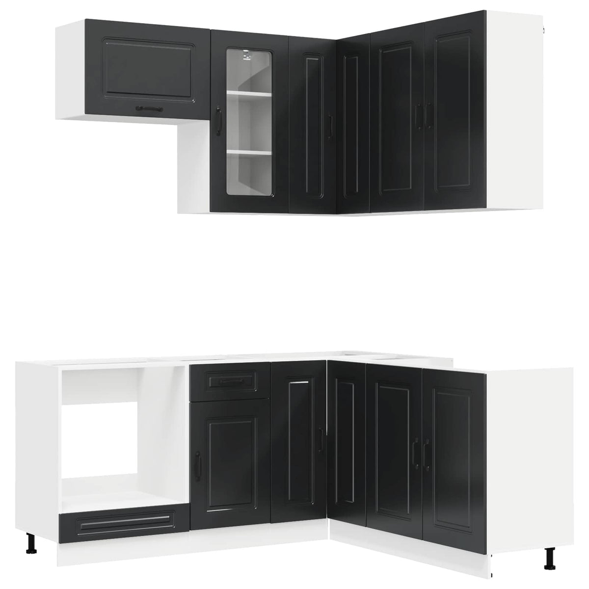 Kitchen Unit KALMAR 8 pcs Black Engineered Wood