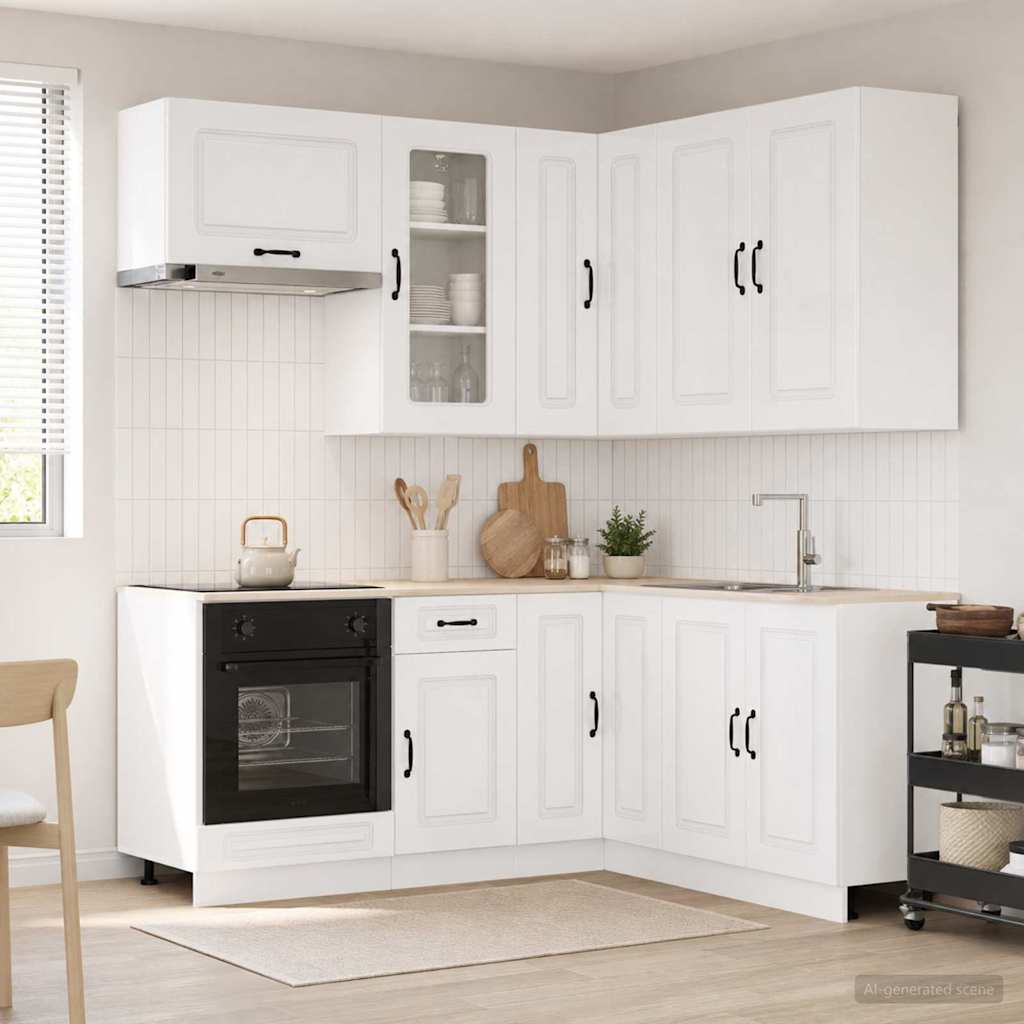 Kitchen Unit KALMAR 8 pcs High Gloss White Engineered Wood