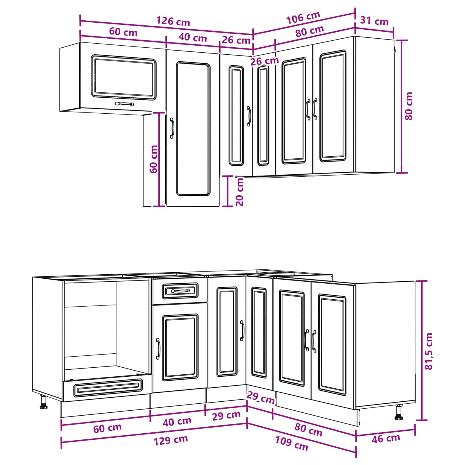 Kitchen Unit KALMAR 8 pcs White Engineered Wood