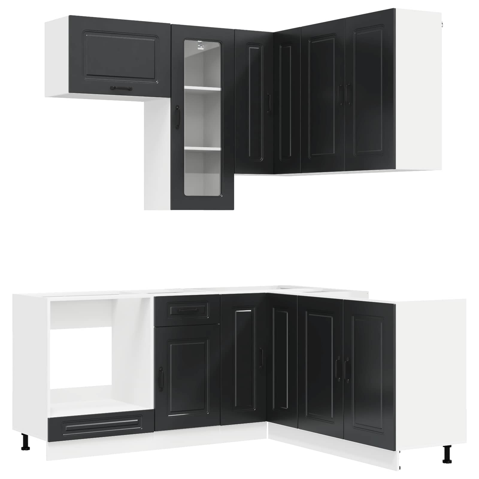 Kitchen Unit KALMAR 8 pcs Black Engineered Wood