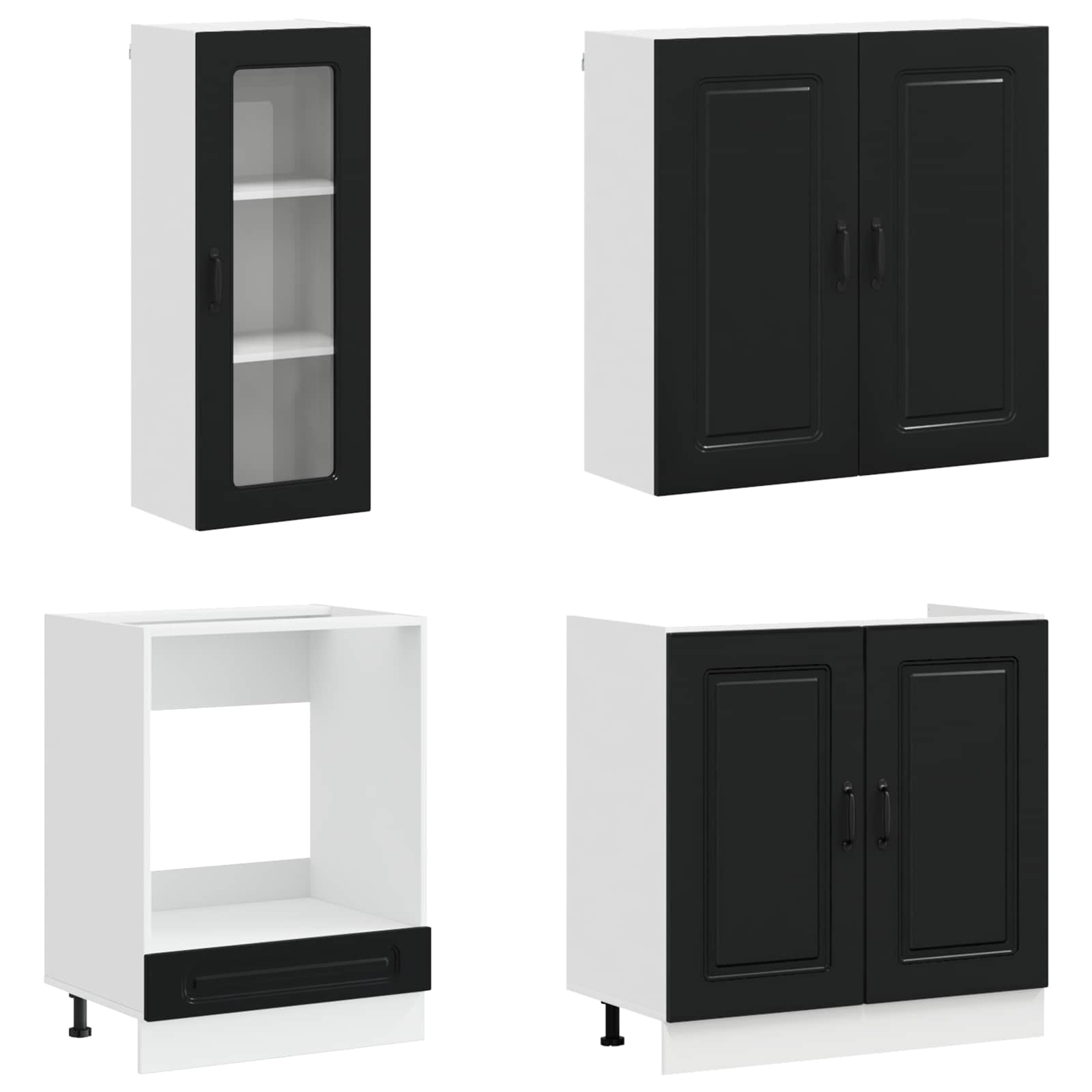 Kitchen Unit KALMAR 8 pcs Black Engineered Wood