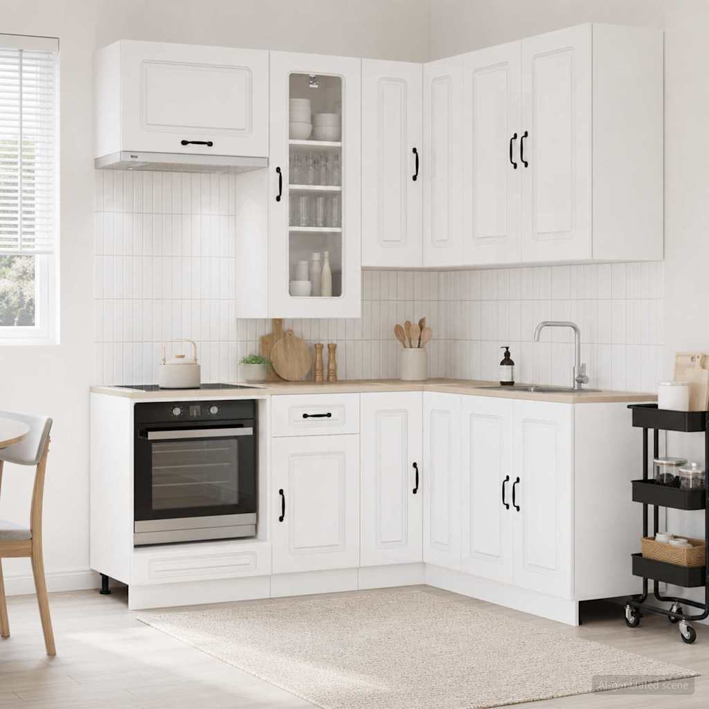 Kitchen Unit KALMAR 8 pcs High Gloss White Engineered Wood