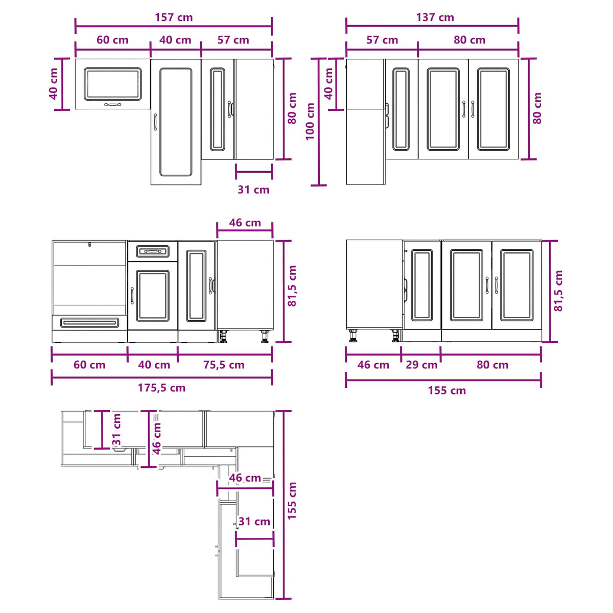 Kitchen Unit KALMAR 8 pcs High Gloss White Engineered Wood