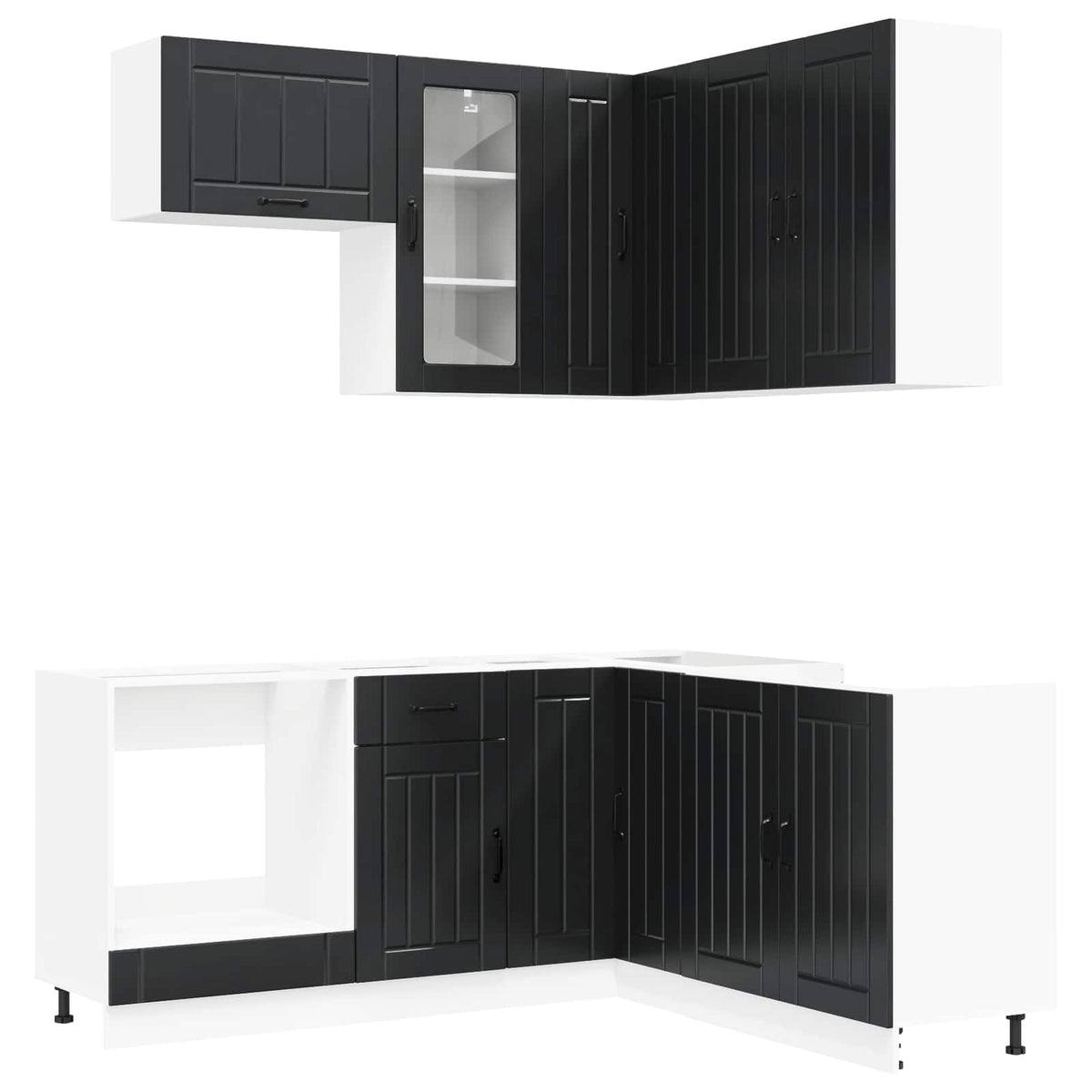 Kitchen Unit LUCCA 8 pcs Black Engineered Wood
