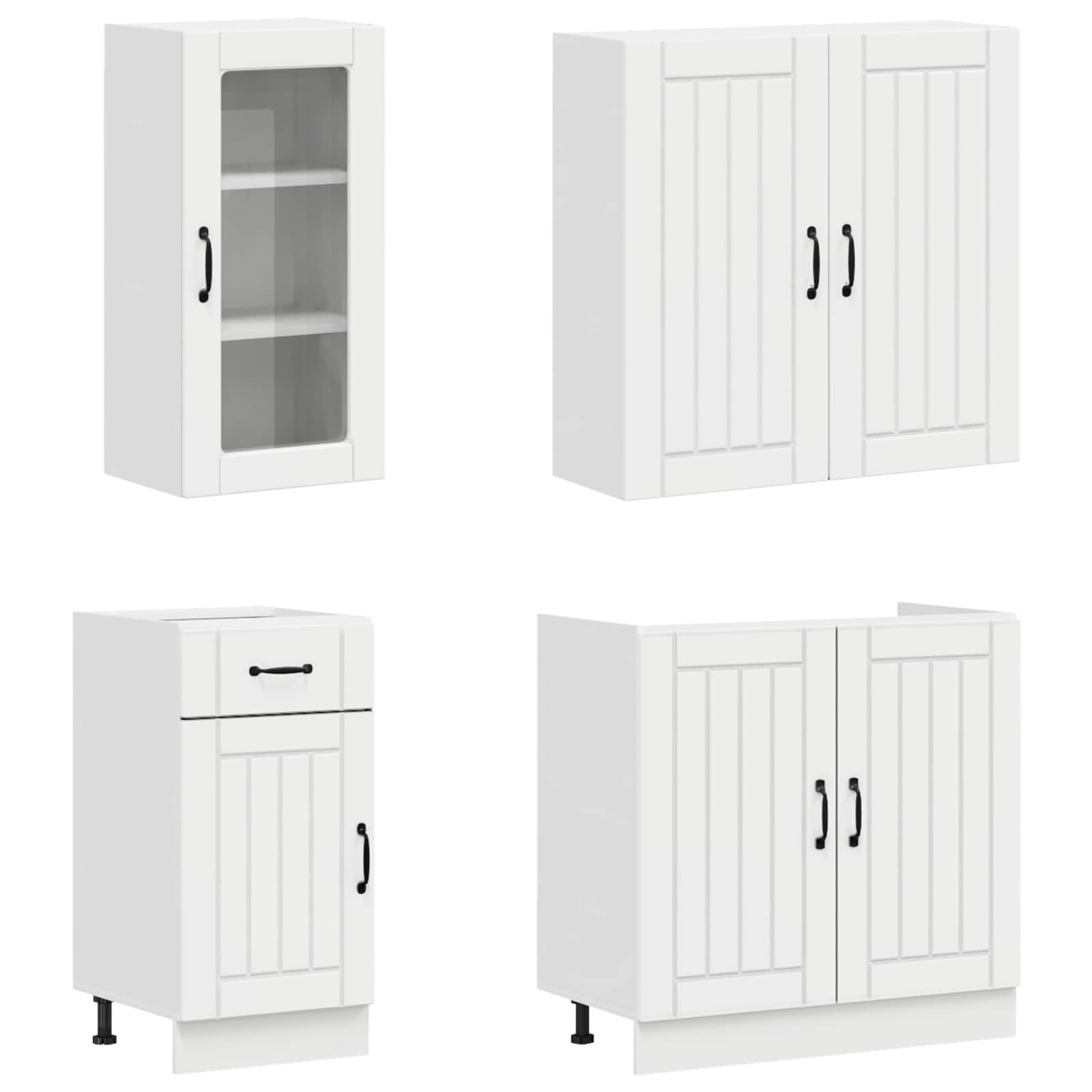 Kitchen Unit LUCCA 8 pcs High Gloss White Engineered Wood