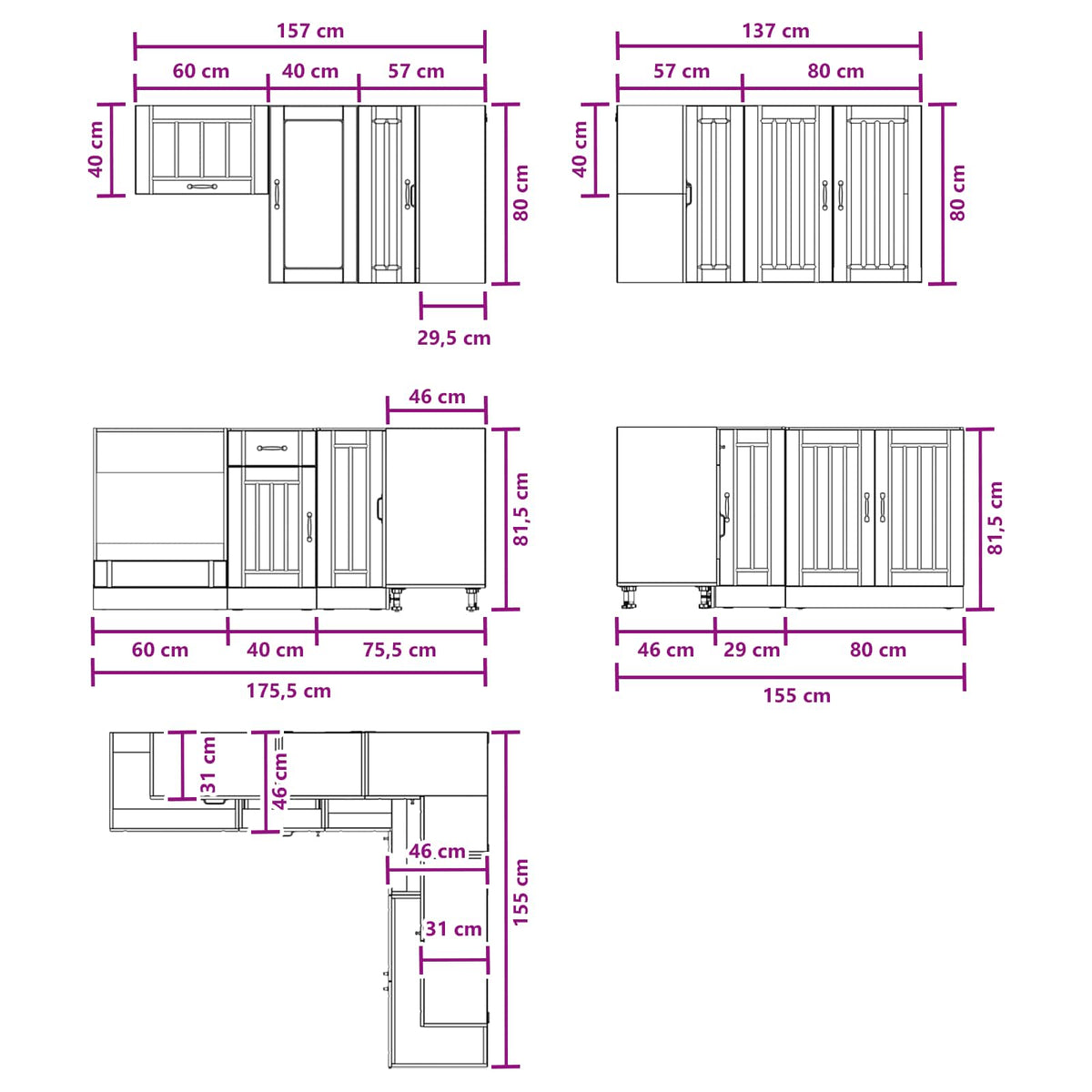 Kitchen Unit LUCCA 8 pcs High Gloss White Engineered Wood