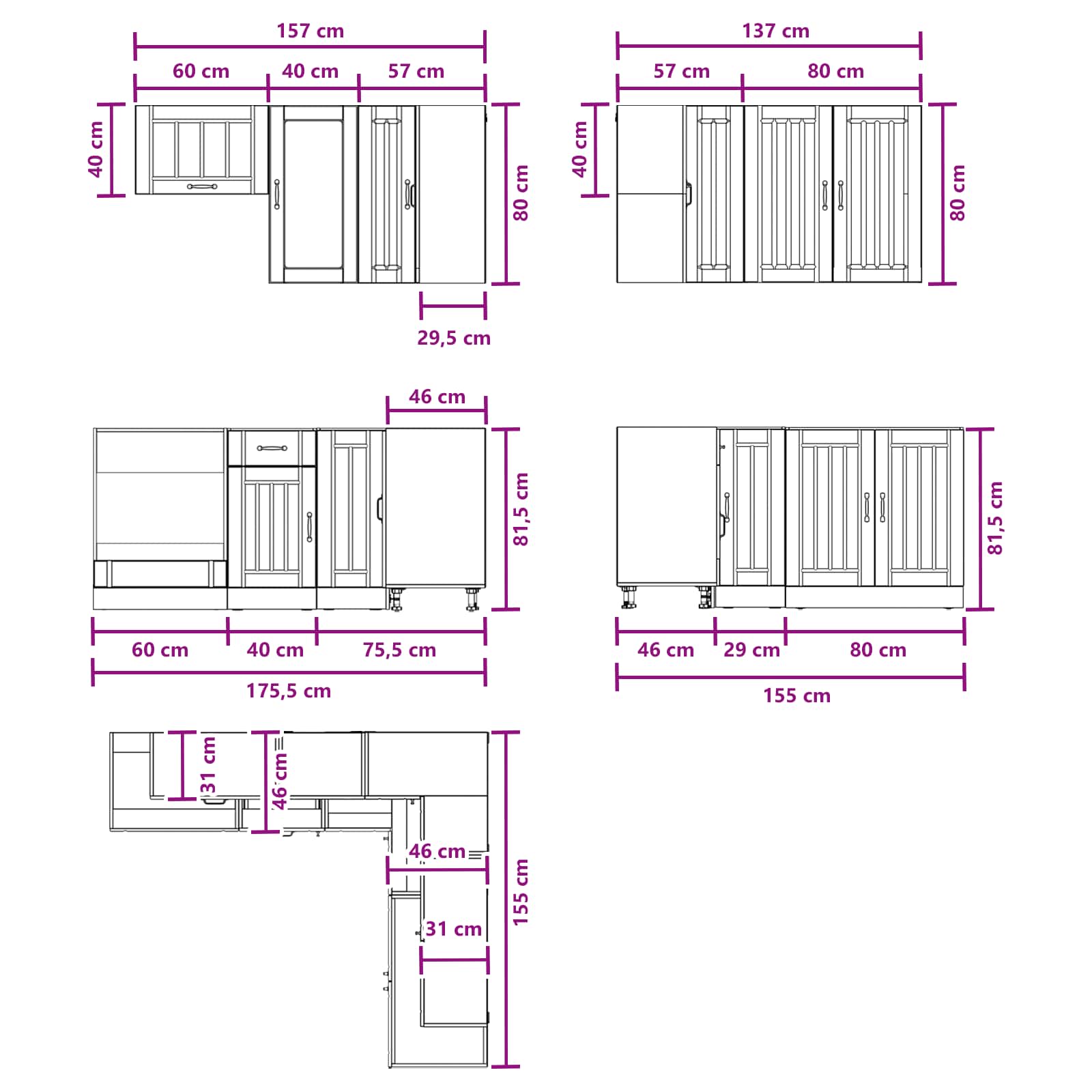 Kitchen Unit LUCCA 8 pcs High Gloss White Engineered Wood
