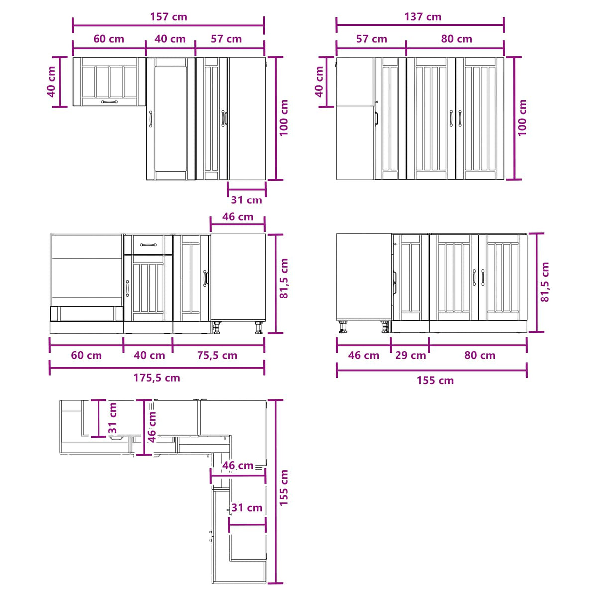Kitchen Unit LUCCA 8 pcs White Engineered Wood