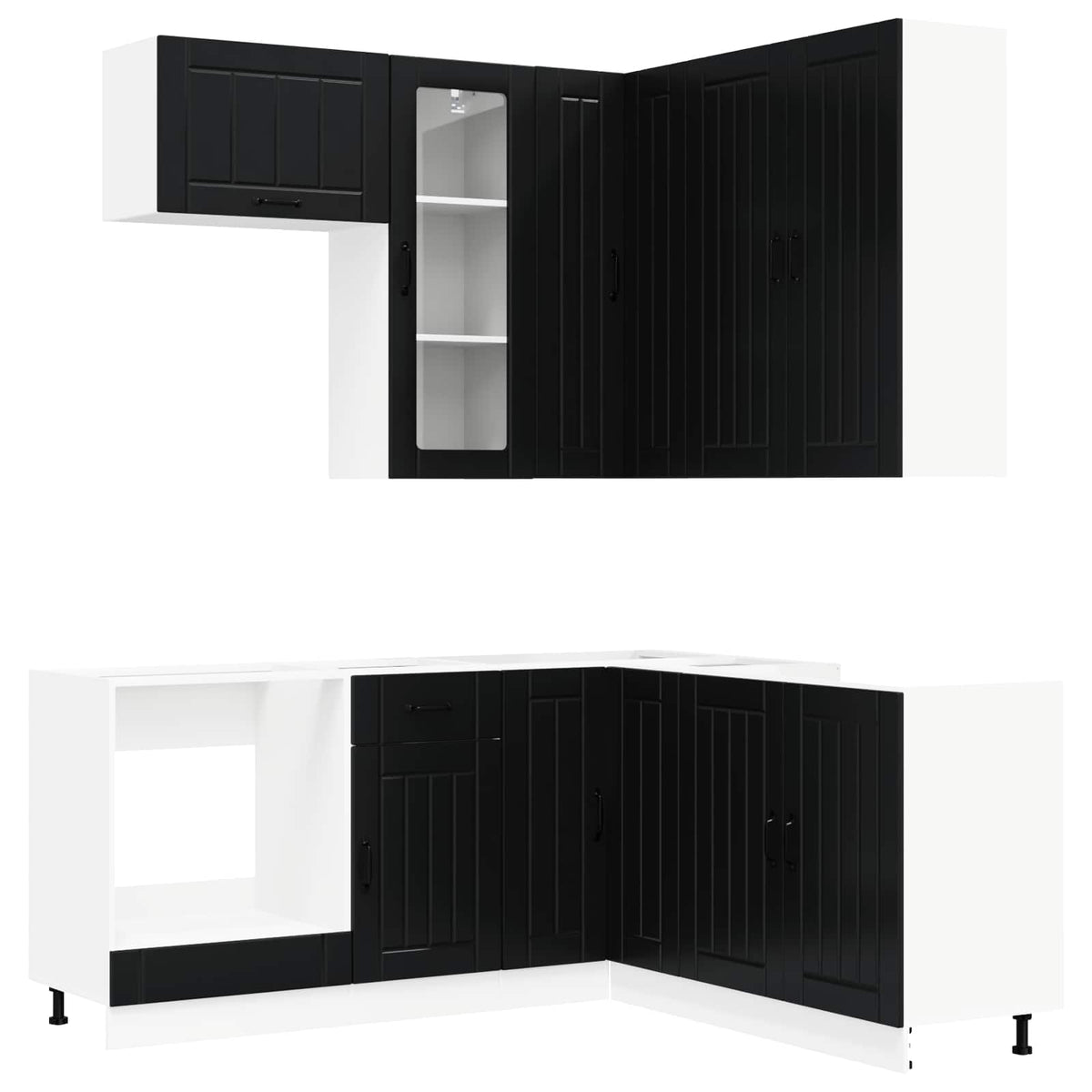 Kitchen Unit LUCCA 8 pcs Black Engineered Wood