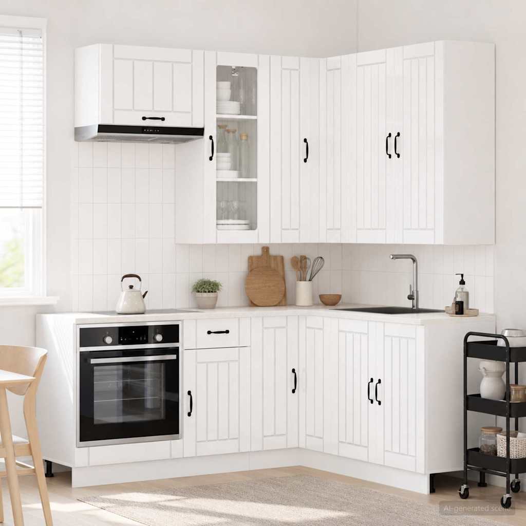 Kitchen Unit LUCCA 8 pcs High Gloss White Engineered Wood