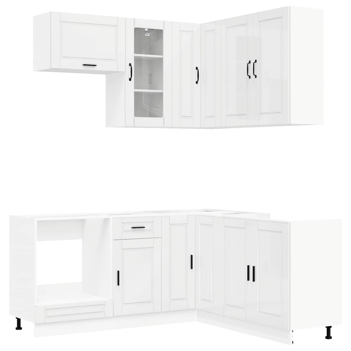 Kitchen Unit PORTO 8 pcs High Gloss White Engineered Wood