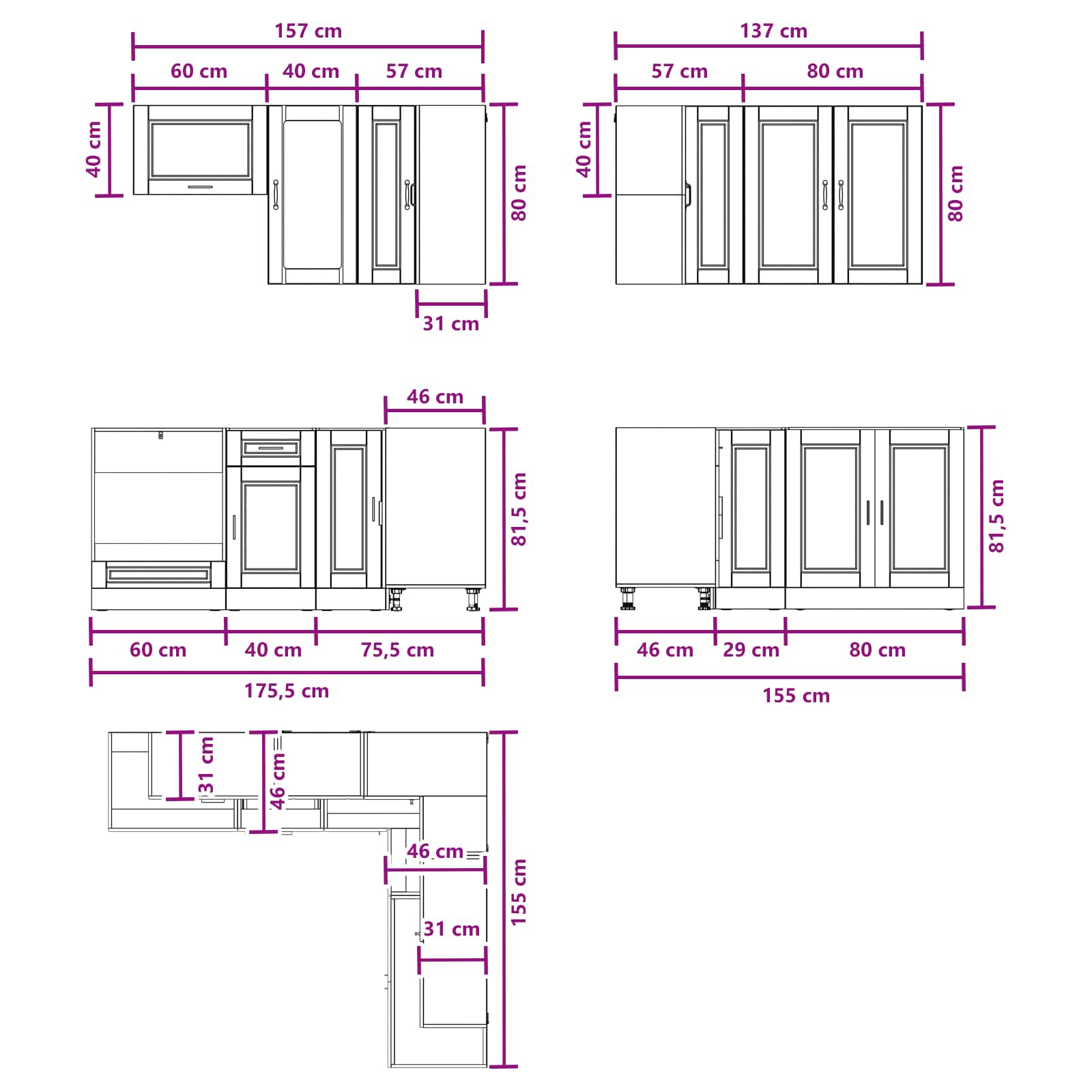 Kitchen Unit PORTO 8 pcs High Gloss White Engineered Wood