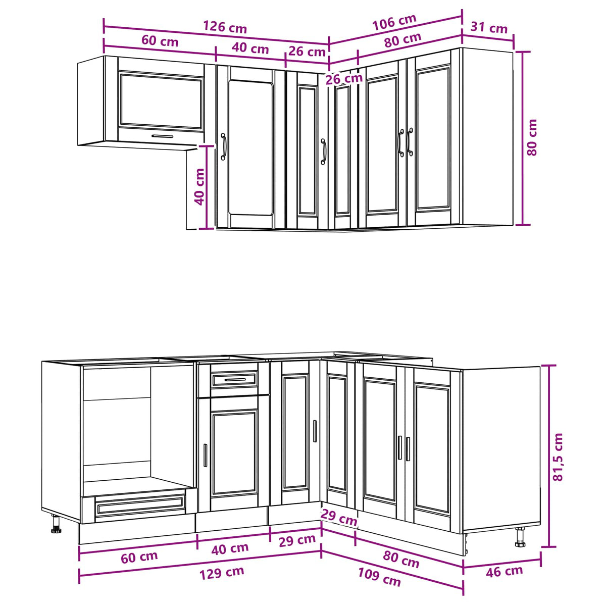 Kitchen Unit PORTO 8 pcs High Gloss White Engineered Wood