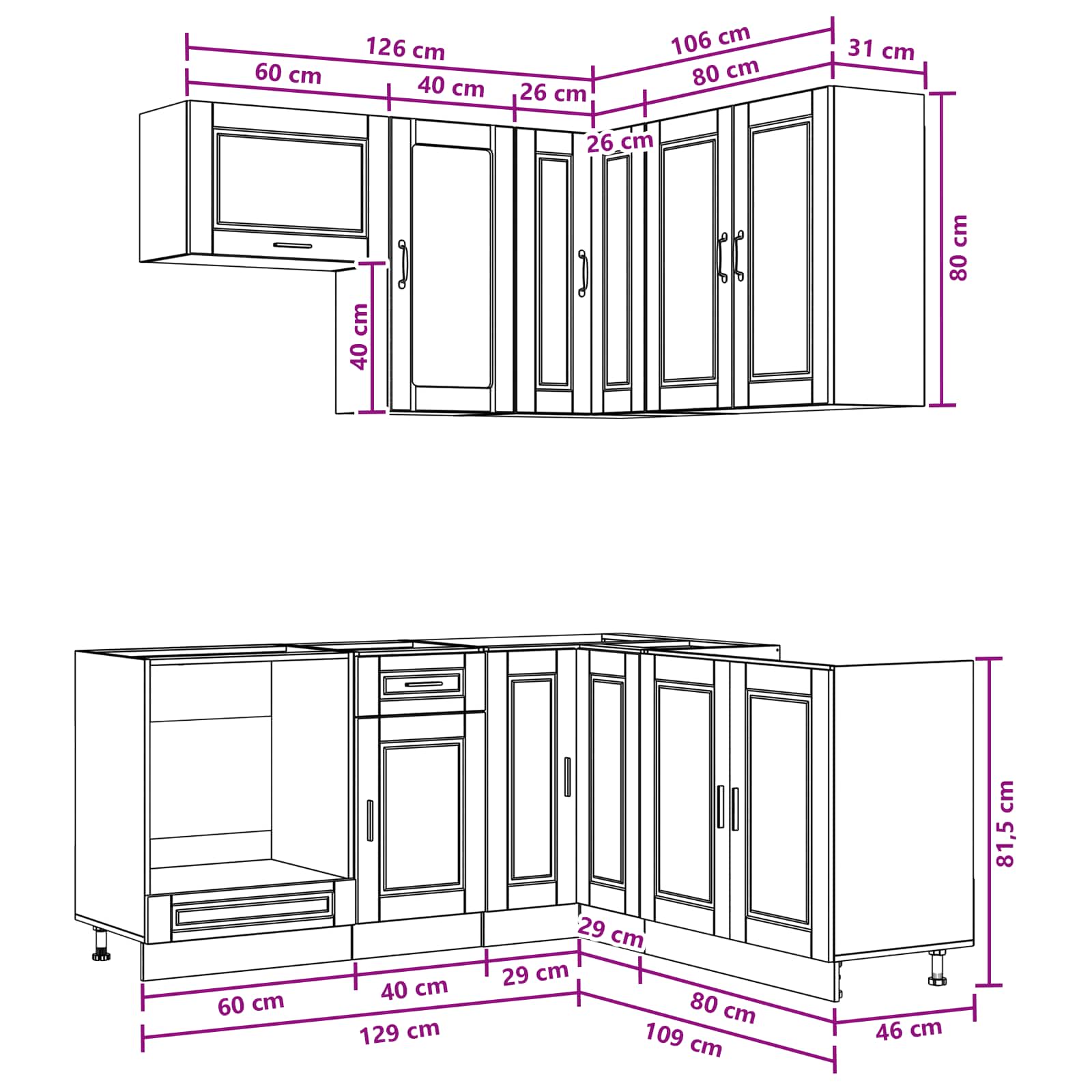 Kitchen Unit PORTO 8 pcs High Gloss White Engineered Wood