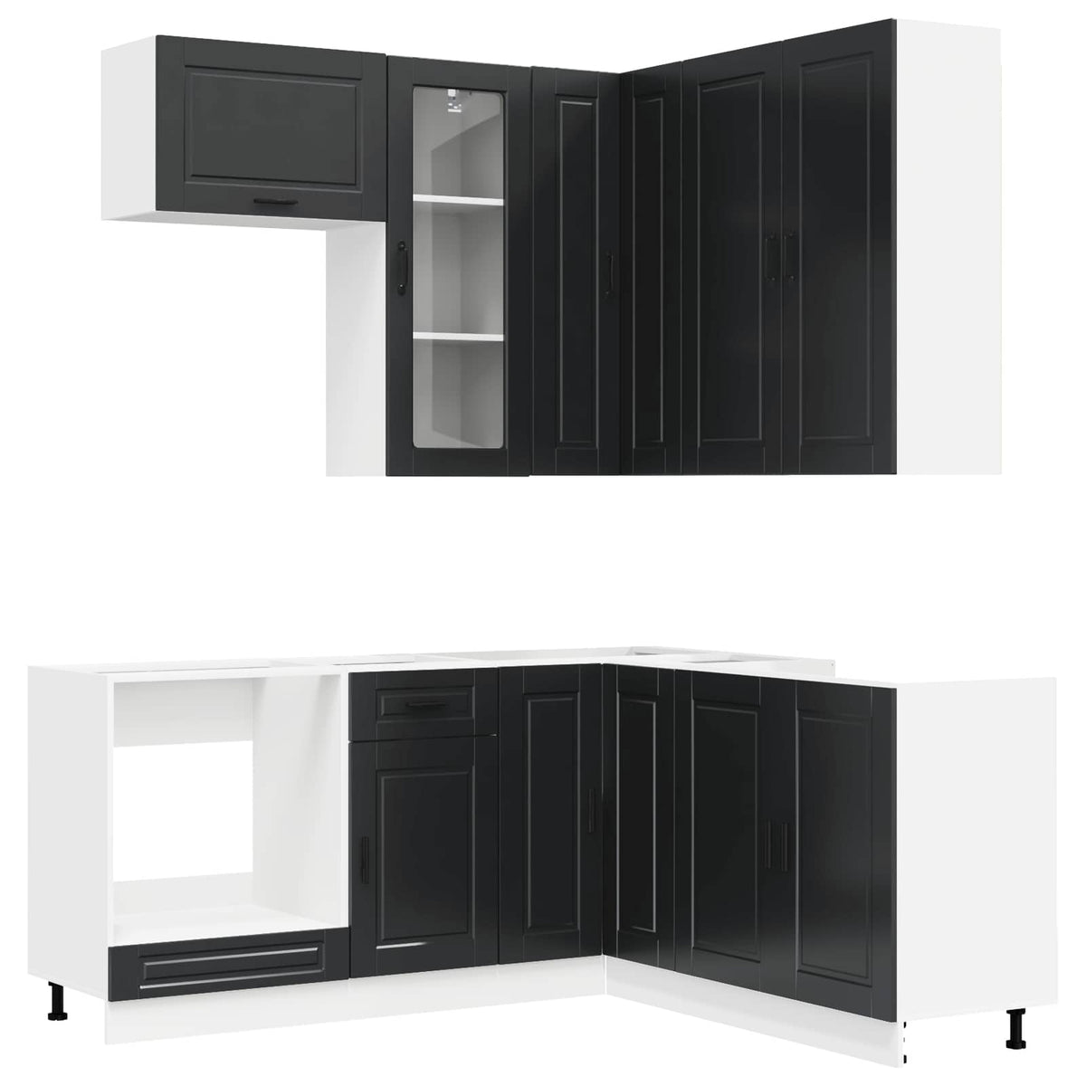 Kitchen Unit PORTO 8 pcs Black Engineered Wood