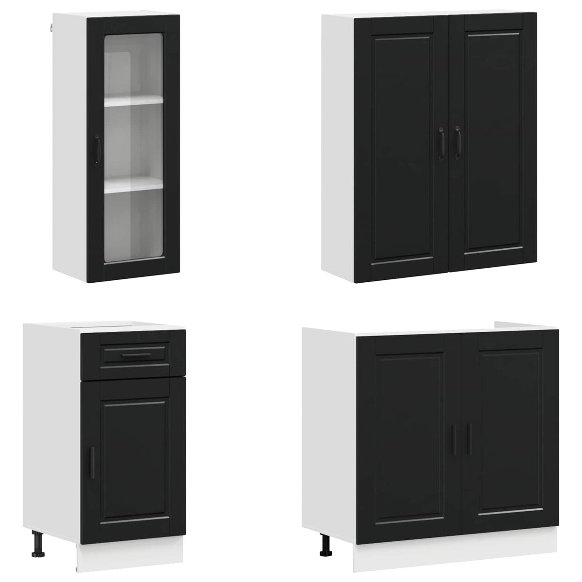 Kitchen Unit PORTO 8 pcs Black Engineered Wood