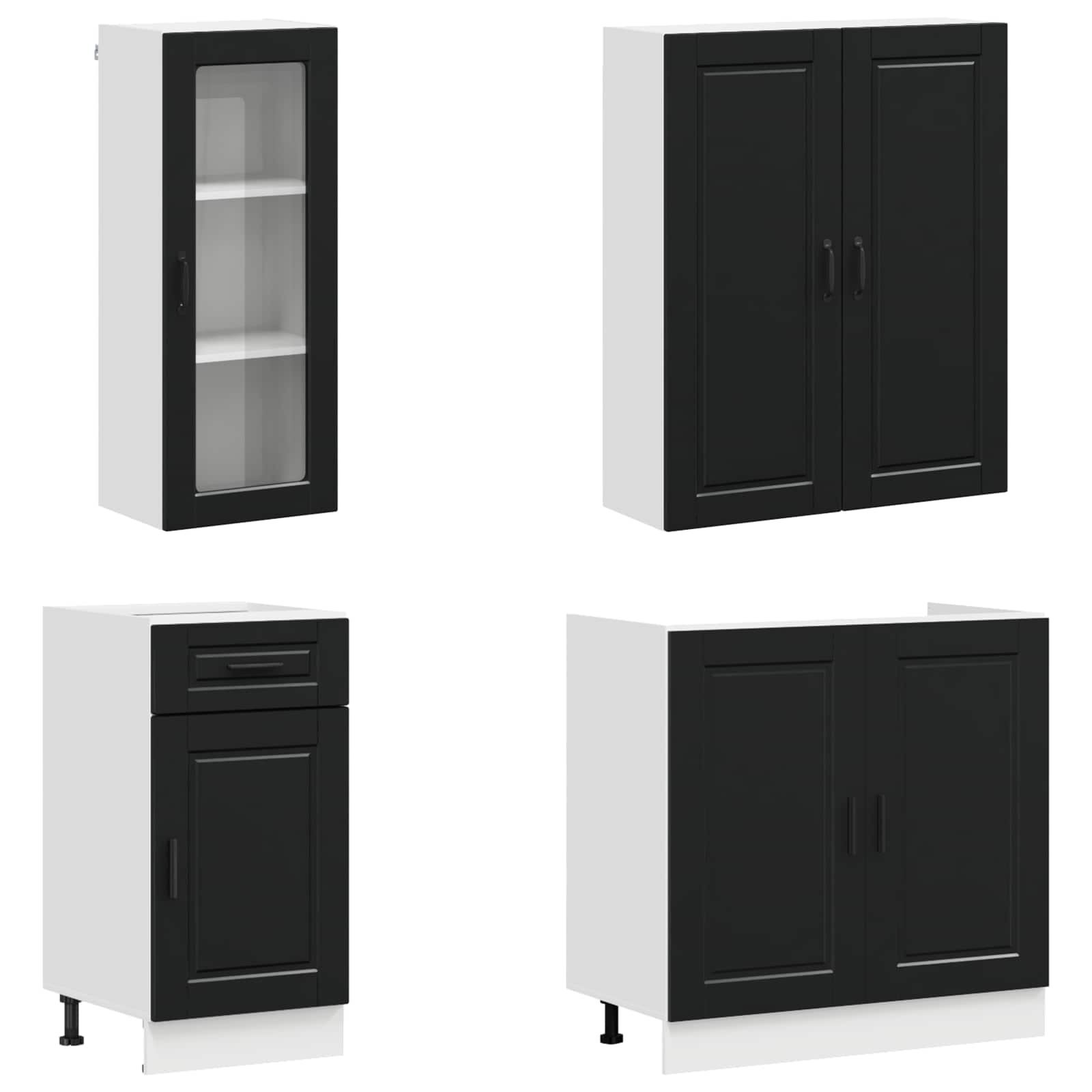 Kitchen Unit PORTO 8 pcs Black Engineered Wood
