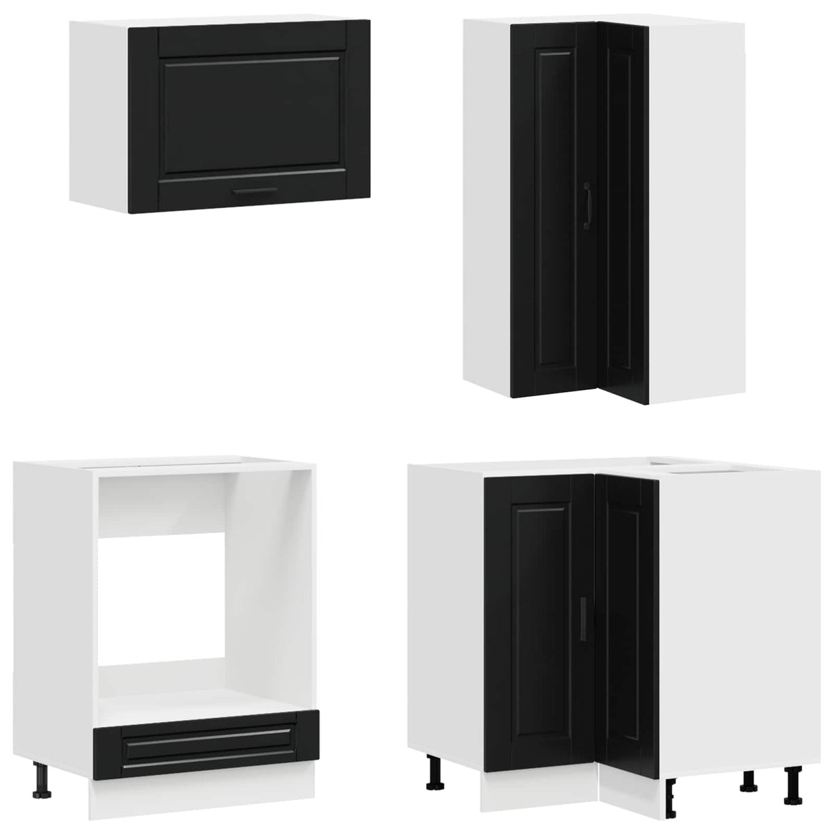 Kitchen Unit PORTO 8 pcs Black Engineered Wood