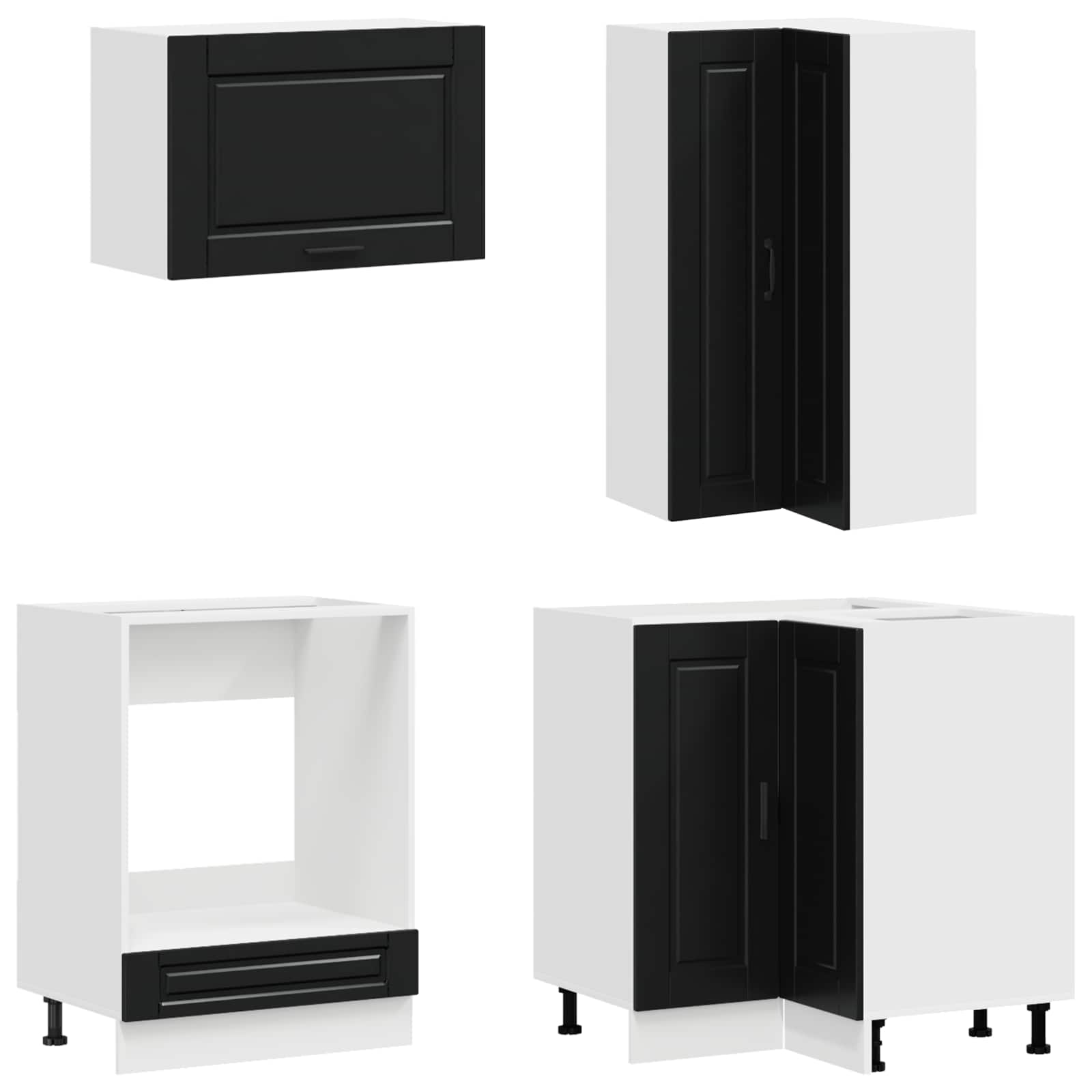 Kitchen Unit PORTO 8 pcs Black Engineered Wood