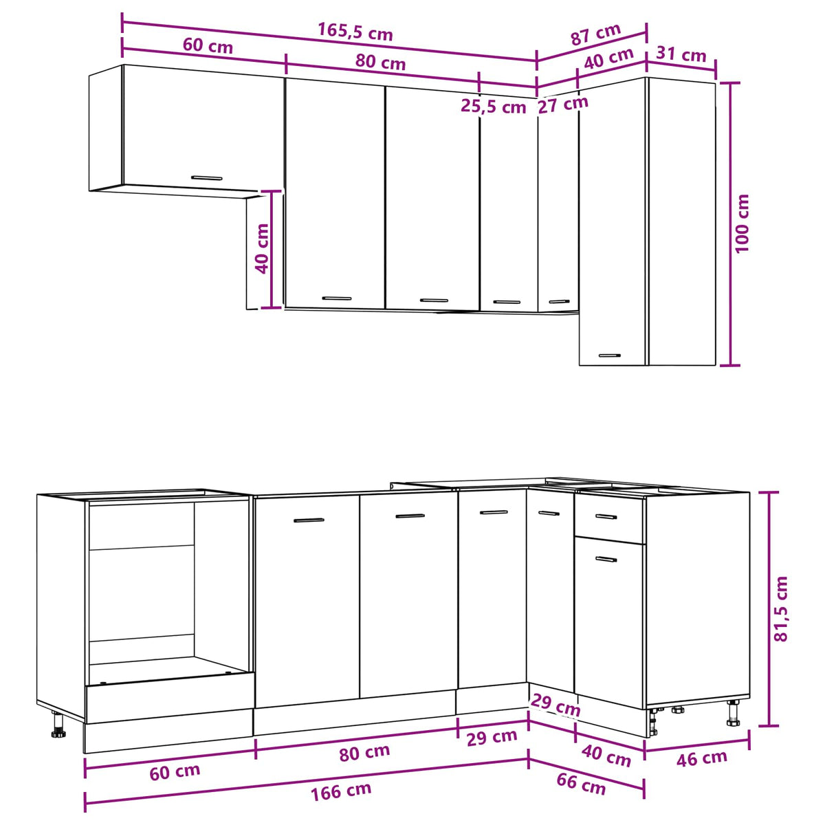 Kitchen Unit LYON 8 pcs White Engineered Wood