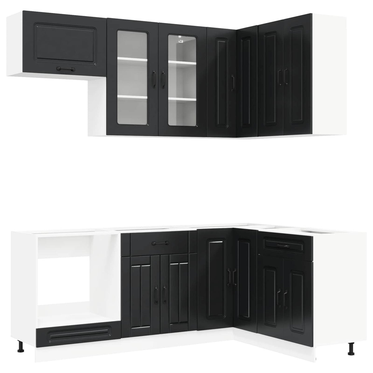 Kitchen Unit KALMAR 8 pcs Black Engineered Wood