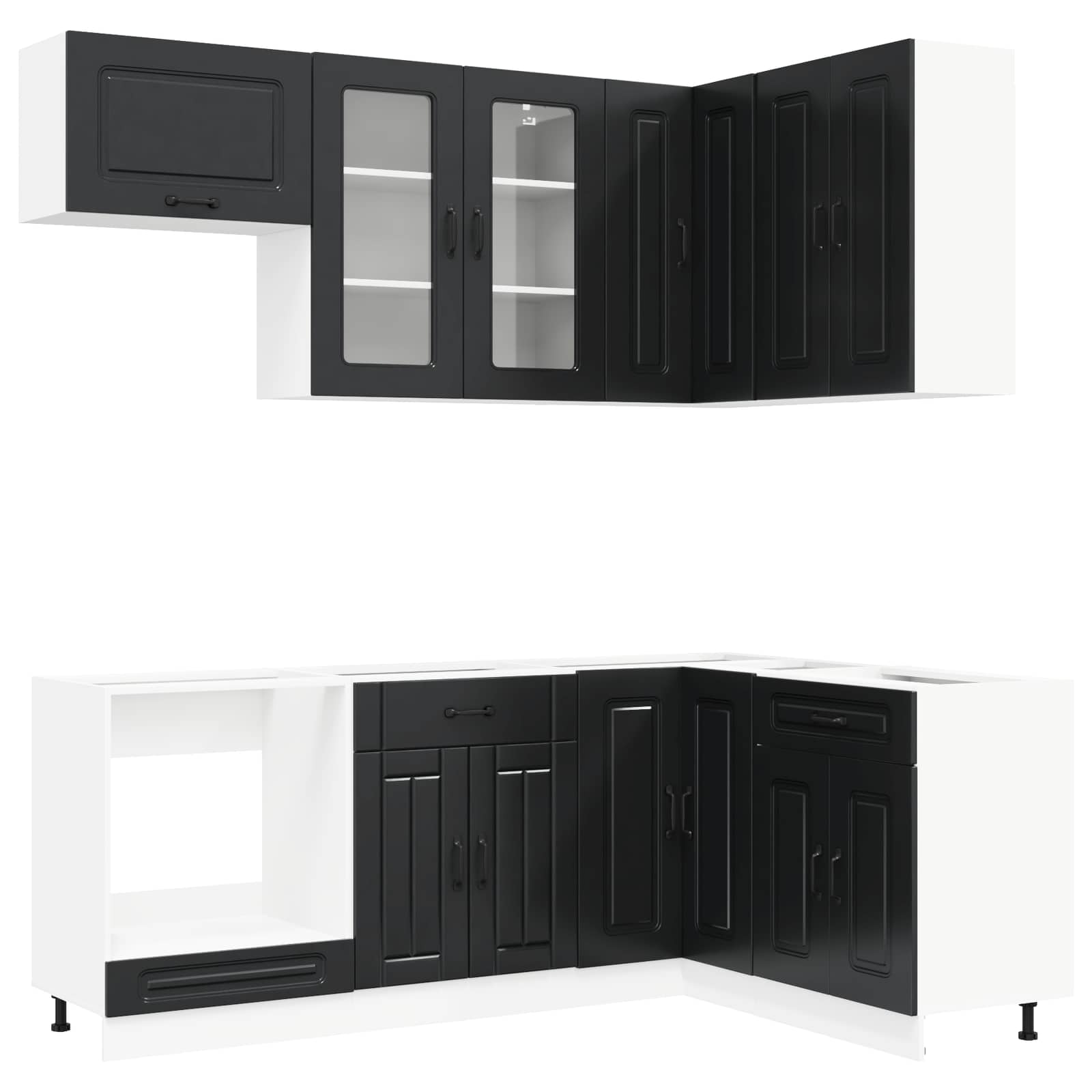 Kitchen Unit KALMAR 8 pcs Black Engineered Wood