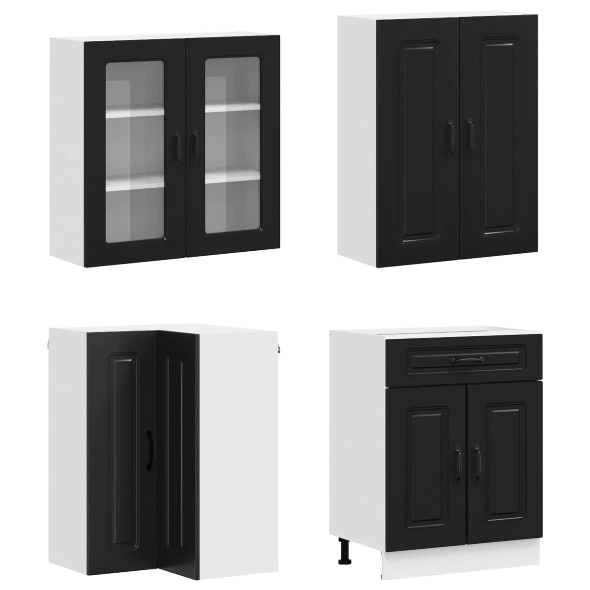 Kitchen Unit KALMAR 8 pcs Black Engineered Wood