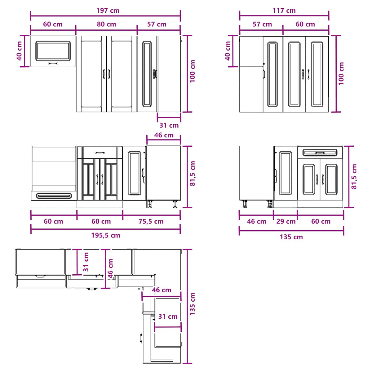 Kitchen Unit KALMAR 8 pcs White Engineered Wood