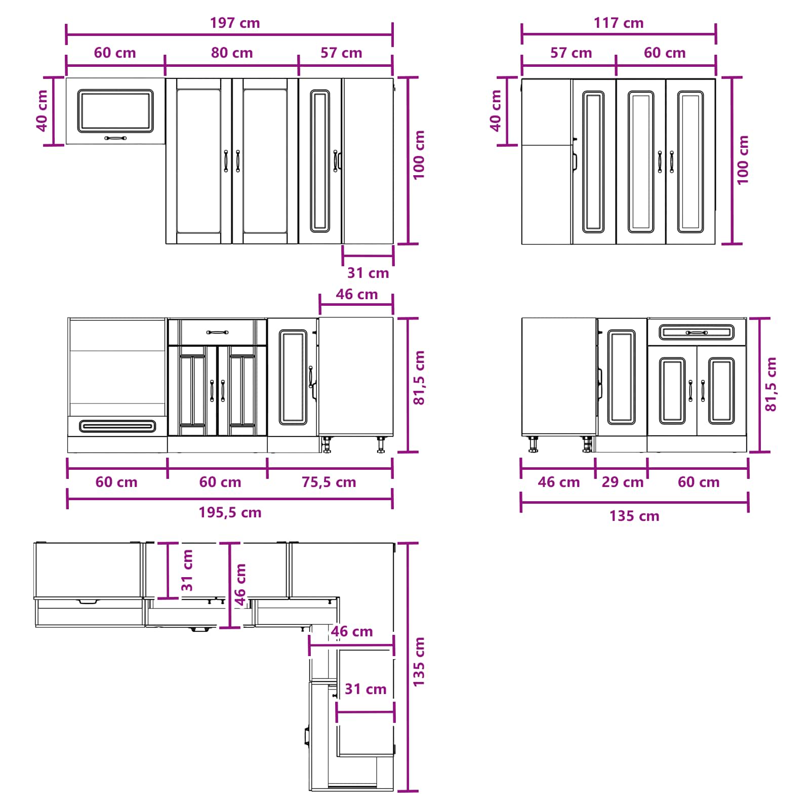 Kitchen Unit KALMAR 8 pcs White Engineered Wood